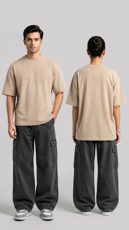 Beige Oversized Basic Tee