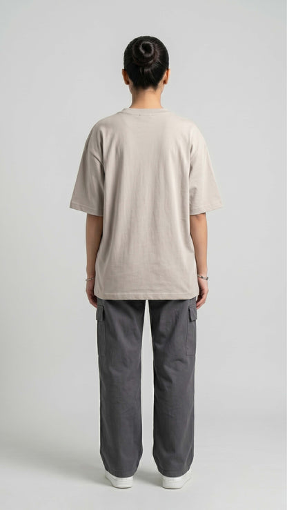 Beige Oversized Basic Tee