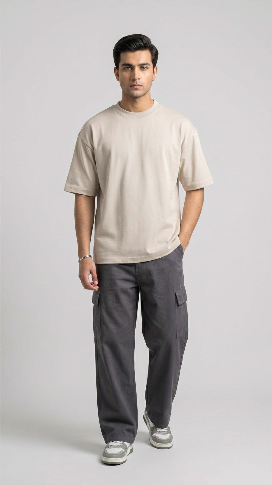 Beige Oversized Basic Tee