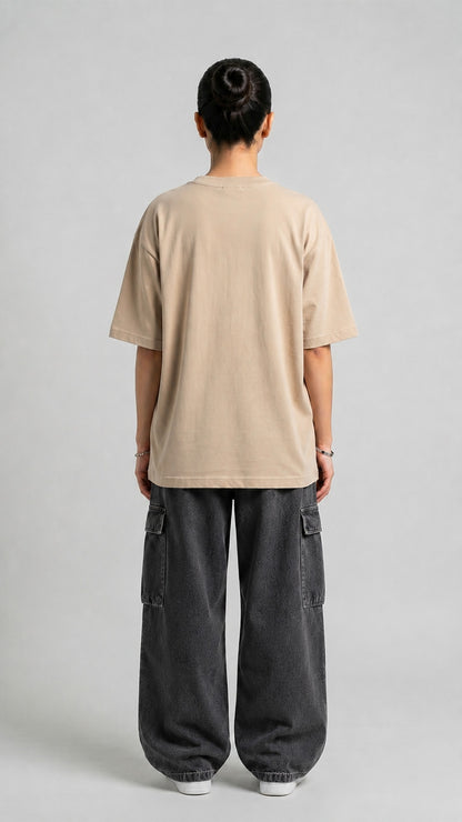 Beige Oversized Basic Tee