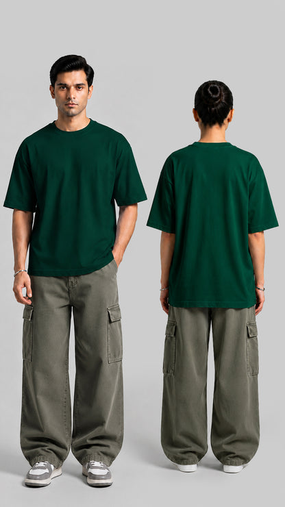 Dark Green Oversized Basic Tee