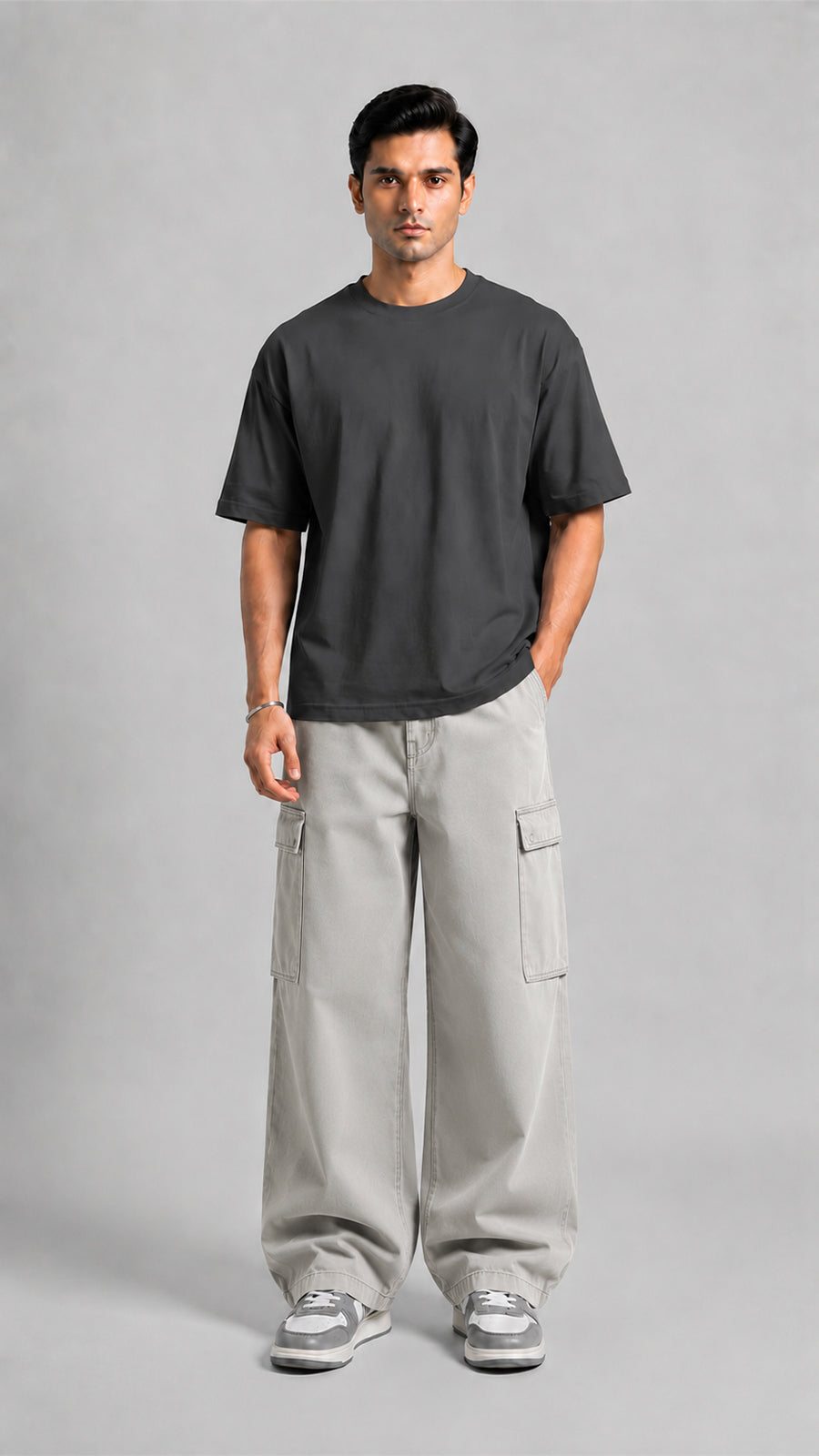Charcoal Gray Oversized Basic Tee
