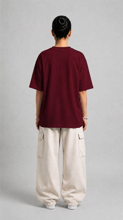 Maroon Oversized Basic Tee