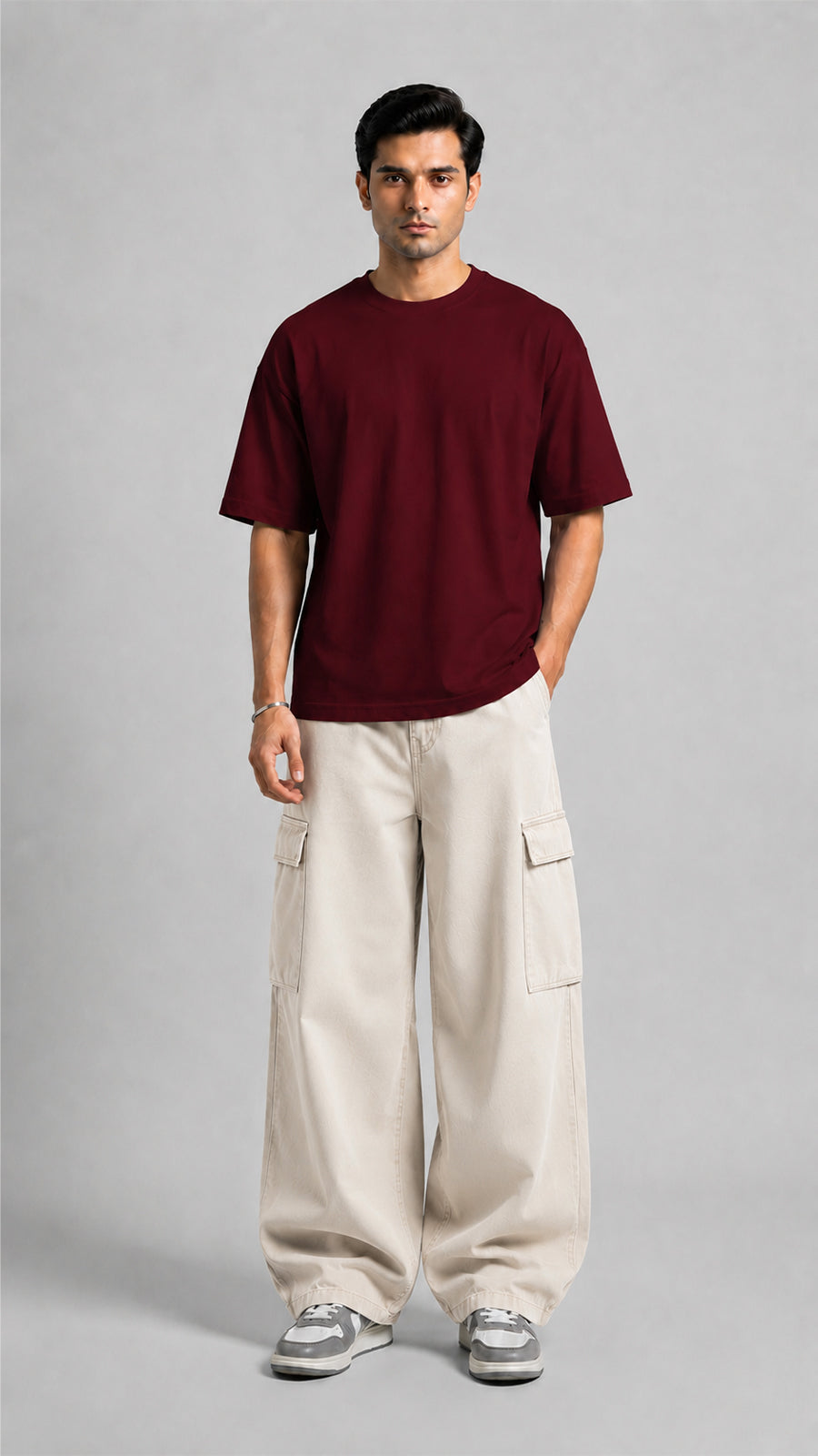 Maroon Oversized Basic Tee