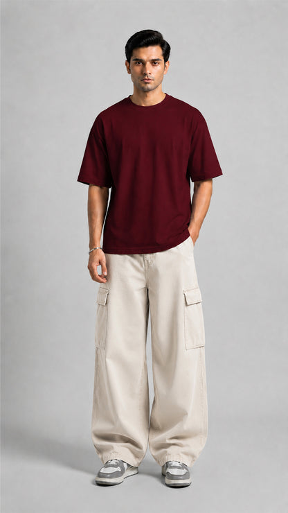 Maroon Oversized Basic Tee