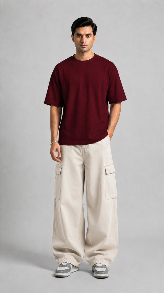 Maroon Oversized Basic Tee