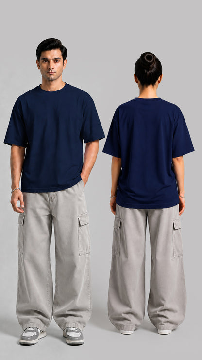 Navy Blue Oversized Basic Tee