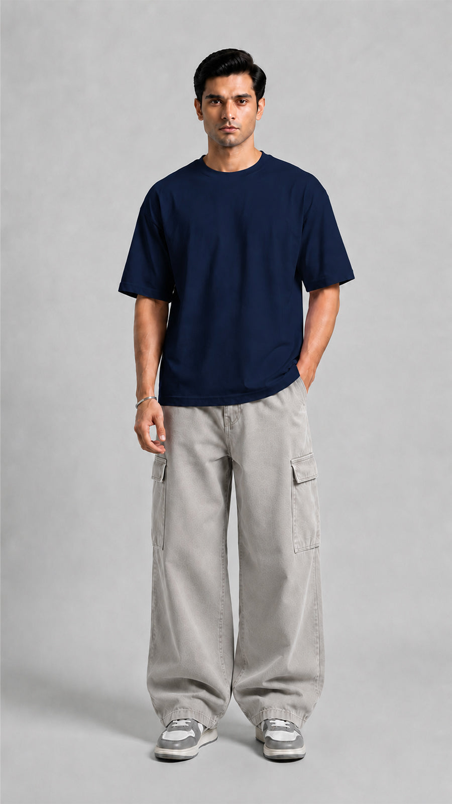 Navy Blue Oversized Basic Tee