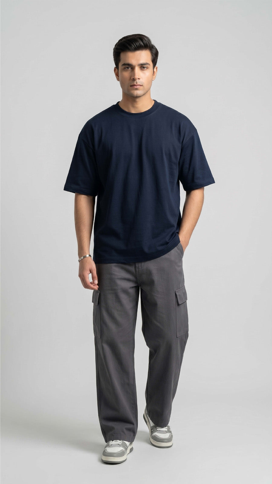 Navy Blue Oversized Basic Tee