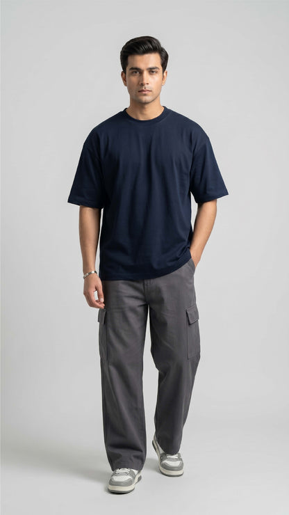 Navy Blue Oversized Basic Tee