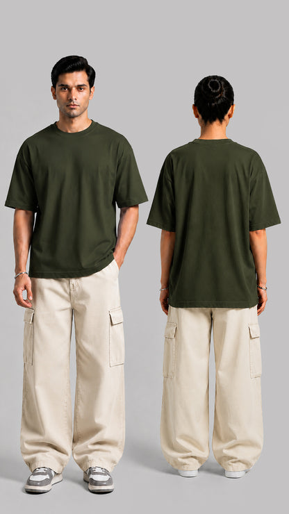 Olive Green Oversized Basic Tee