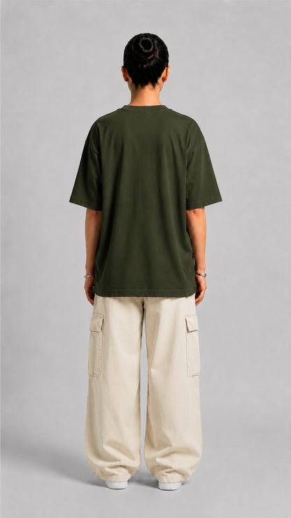 Olive Green Oversized Basic Tee