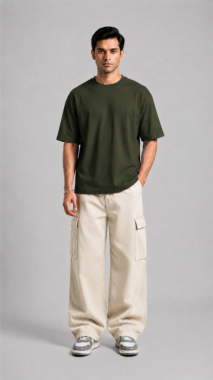 Olive Green Oversized Basic Tee